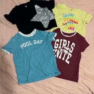 Graphic T-Shirts Set in Black, Yellow, Blue, and Maroon